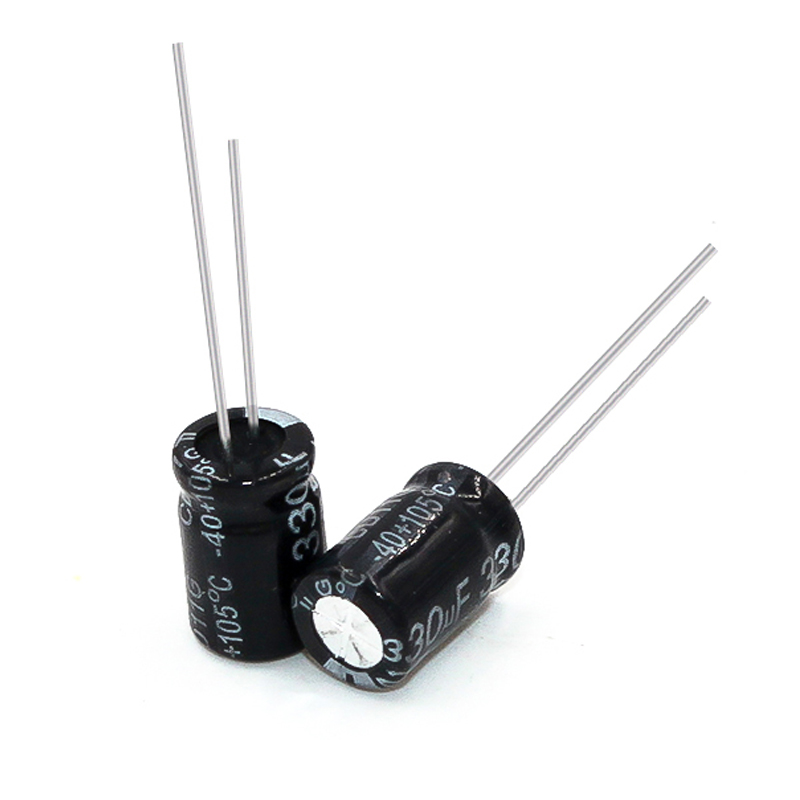  铝电解电容器生产厂家330UF25V 体积8*12mm电解电容 插件25V330 UF