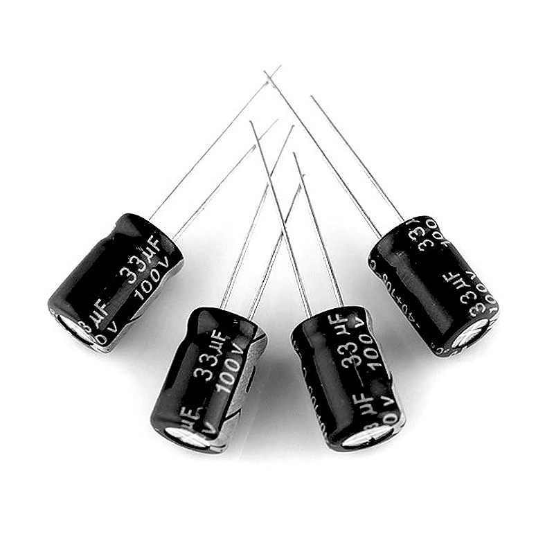  铝电解电容器生产厂家33UF100V 体积8*12mm电解电容 插件100V33UF