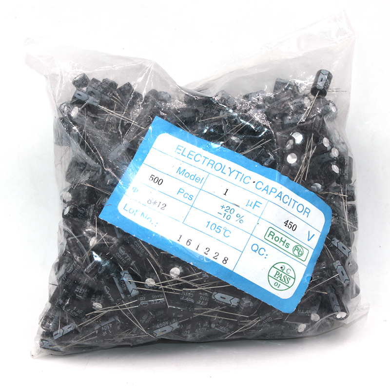 ytf品牌电解电容1UF/450V 体积8*12mm 450V1UF开关电源适配 器电容