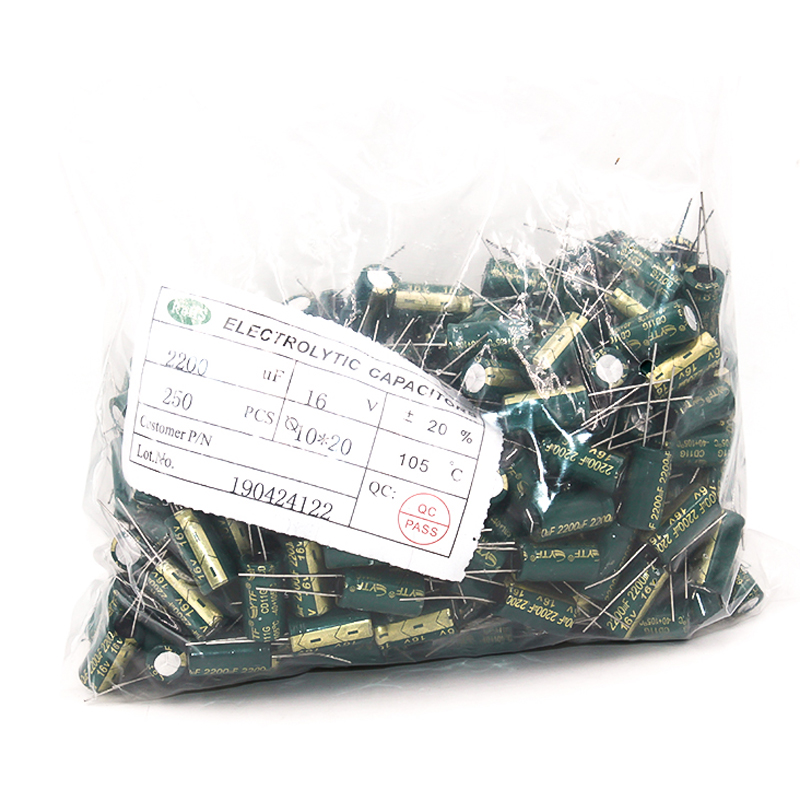 绿金高频铝电解16V2200UF 体积10*20mm 2200UF/16V电动车常 用电容